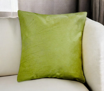 18" Lime Green Cowhide Throw Pillow