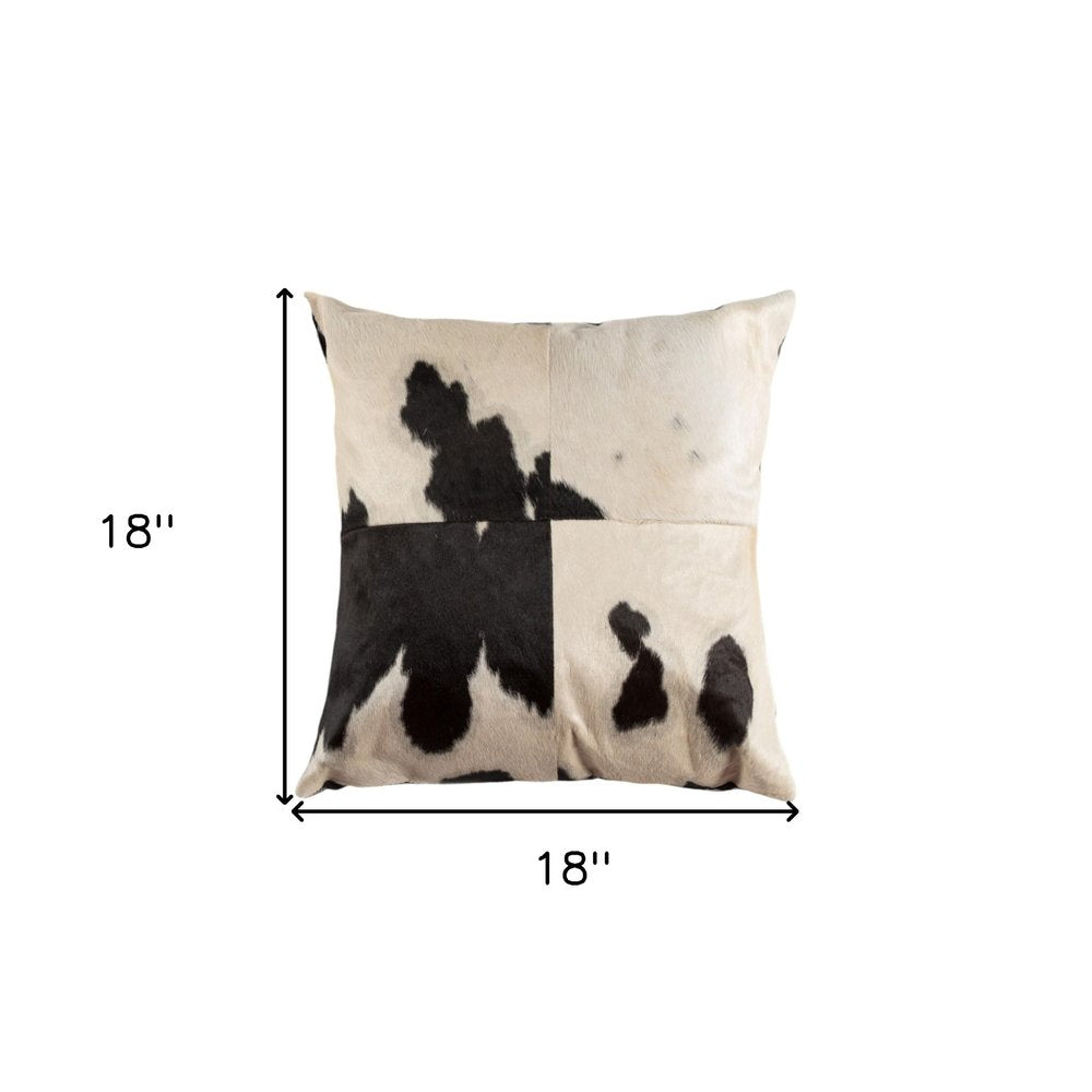 Set of Two 18" Black and White Cowhide Cowhide Throw Pillows