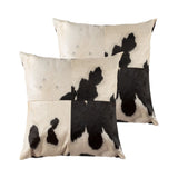 Set of Two 18" Black and White Cowhide Cowhide Throw Pillows