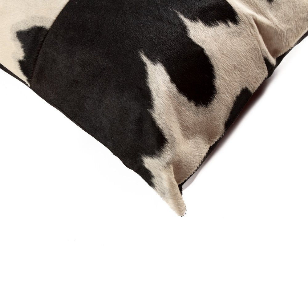 Set of Two 18" Black and White Cowhide Cowhide Throw Pillows