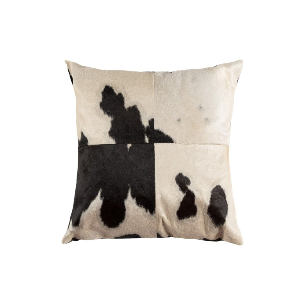 Set of Two 18" Black and White Cowhide Cowhide Throw Pillows