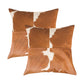 Set of Two 18" Brown and White Cowhide Cowhide Throw Pillows