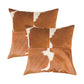 Set of Two 18" Brown and White Cowhide Cowhide Throw Pillows