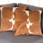 Set of Two 18" Brown and White Cowhide Cowhide Throw Pillows