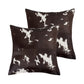 Set of Two 18" Chocolate and White Cowhide Cowhide Throw Pillows