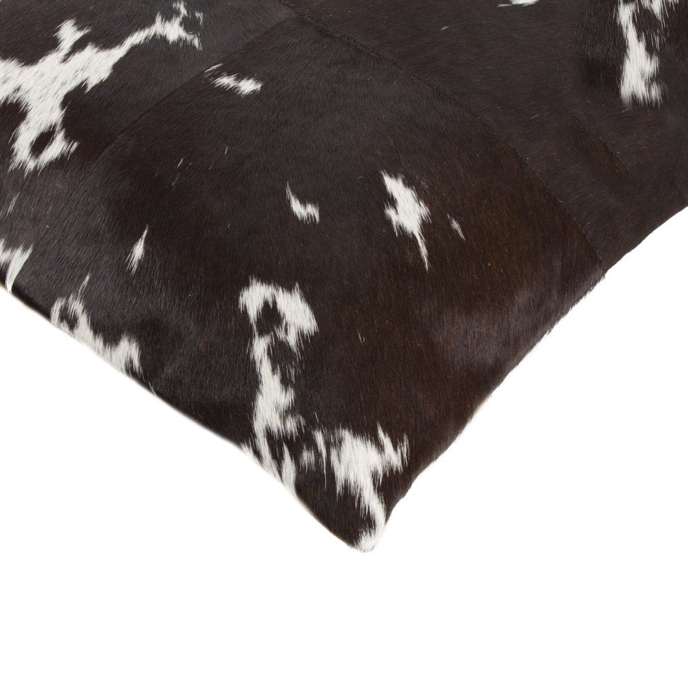 Set of Two 18" Chocolate and White Cowhide Cowhide Throw Pillows