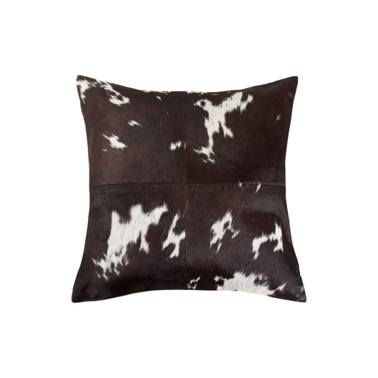 Set of Two 18" Chocolate and White Cowhide Cowhide Throw Pillows
