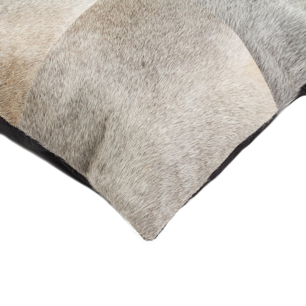 Set of Two 18" Gray Cowhide Throw Pillows