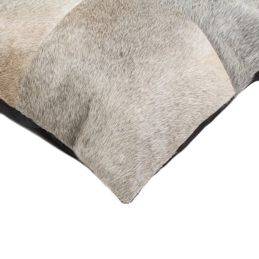 Set of Two 18" Gray Cowhide Throw Pillows