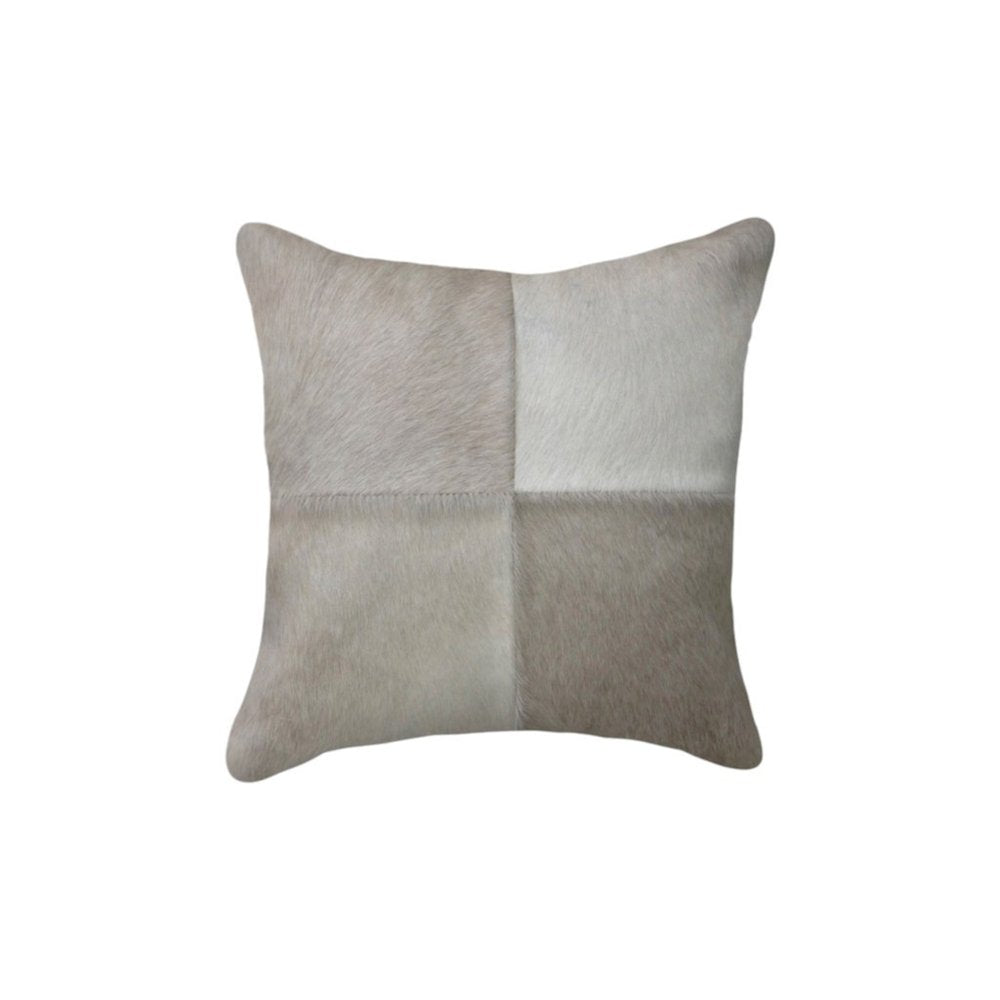 Set of Two 18" Gray Cowhide Throw Pillows