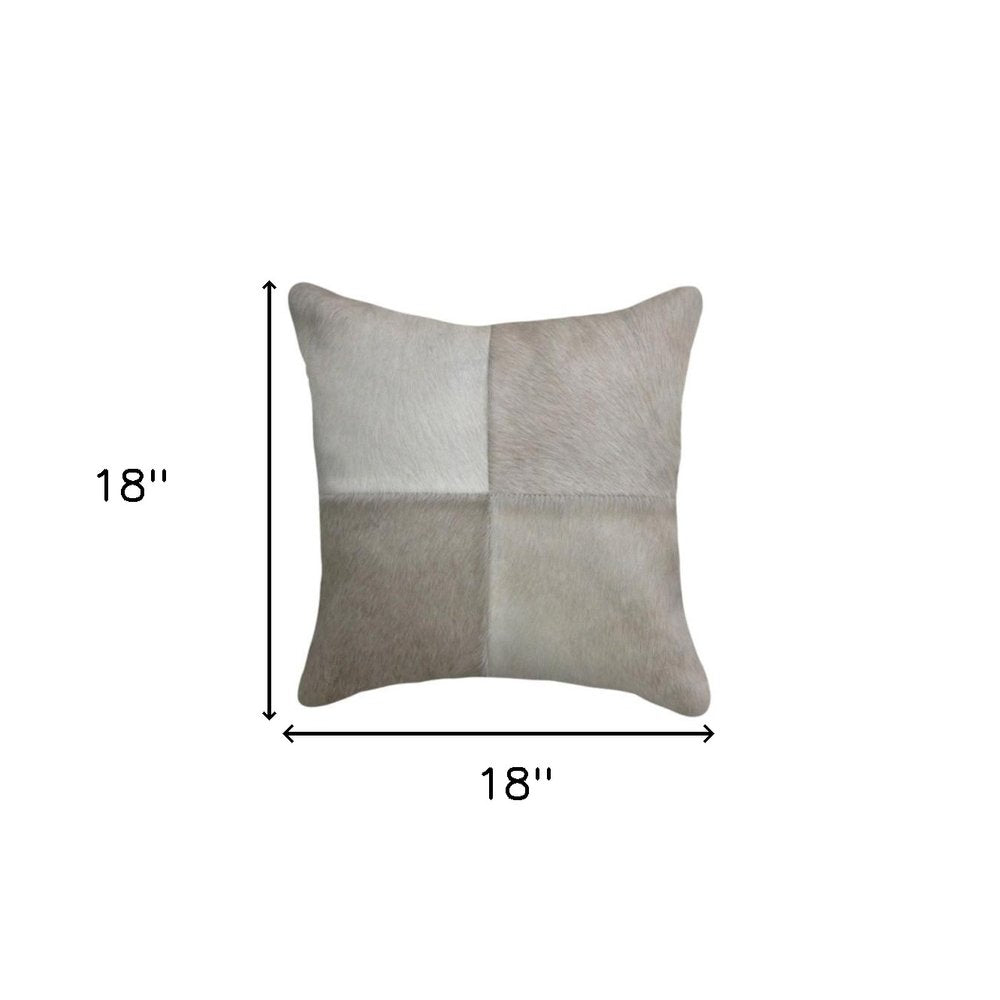 Set of Two 18" Gray Cowhide Throw Pillows