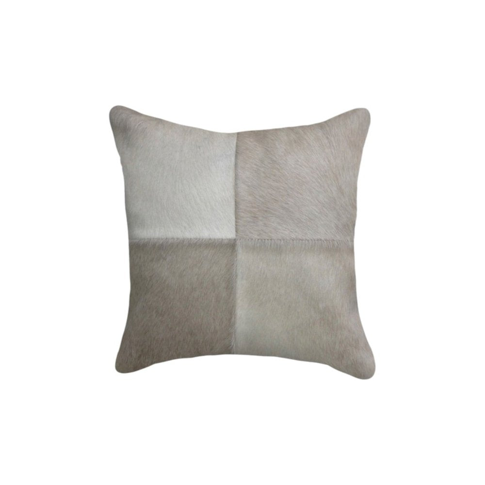 Set of Two 18" Gray Cowhide Throw Pillows