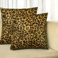 Set of Two 18" Brown and Black Leopard Cowhide Throw Pillows