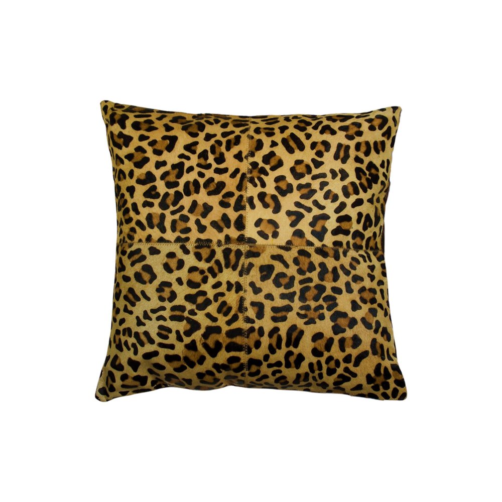 Set of Two 18" Brown and Black Leopard Cowhide Throw Pillows