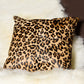 Set of Two 18" Brown and Black Leopard Cowhide Throw Pillows