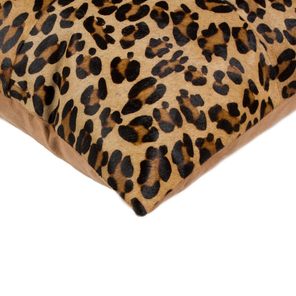 Set of Two 18" Brown and Black Leopard Cowhide Throw Pillows