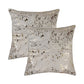 Set of Two 18" Natural and Gold Abstract Cowhide Throw Pillows with Glitter