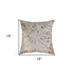 Set of Two 18" Natural and Gold Abstract Cowhide Throw Pillows with Glitter