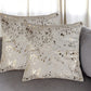 Set of Two 18" Natural and Gold Abstract Cowhide Throw Pillows with Glitter
