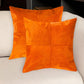 Set of Two 18" Orange Cowhide Throw Pillows