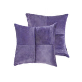 Set of Two 18" Purple Cowhide Throw Pillows