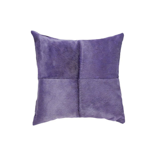 Set of Two 18" Purple Cowhide Throw Pillows