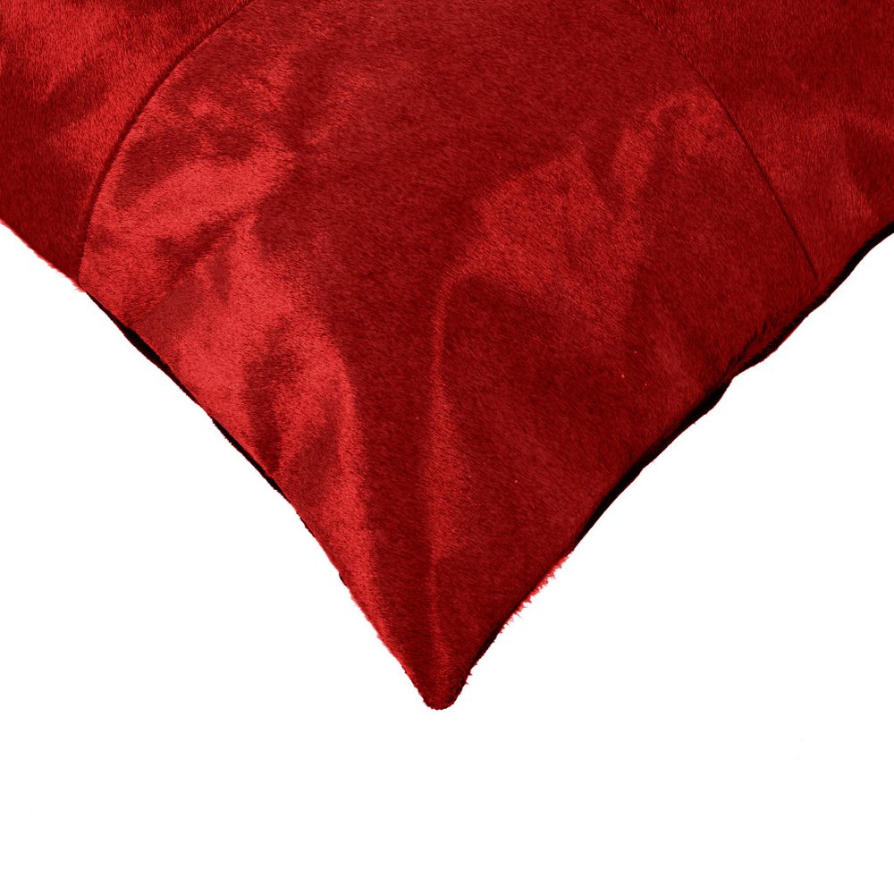 Set of Two 18" Red Cowhide Throw Pillows