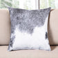 18" Gray and White Cowhide Throw Pillow