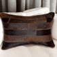 12" X 20" Chocolate Patchwork Cowhide Lumbar Throw Pillow
