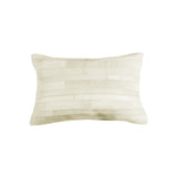 12" X 20" Off White Patchwork Cowhide Lumbar Throw Pillow