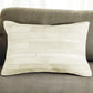 12" X 20" Off White Patchwork Cowhide Lumbar Throw Pillow