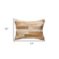 12" X 20" Tan Patchwork Cowhide Lumbar Throw Pillow