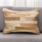 12" X 20" Tan Patchwork Cowhide Lumbar Throw Pillow
