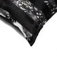 Set of Two 12" X 20" Black and Silver Striped Cowhide Lumbar Throw Pillows with Glitter
