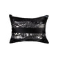 Set of Two 12" X 20" Black and Silver Striped Cowhide Lumbar Throw Pillows with Glitter