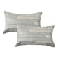 Set of Two 12" X 20" Gray Patchwork Cowhide Lumbar Throw Pillows