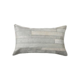 Set of Two 12" X 20" Gray Patchwork Cowhide Lumbar Throw Pillows