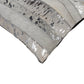 Set of Two 12" X 20" Gray and Silver Striped Cowhide Lumbar Throw Pillows with Glitter