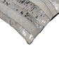 Set of Two 12" X 20" Gray and Silver Striped Cowhide Lumbar Throw Pillows with Glitter