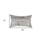 Set of Two 12" X 20" Gray and Silver Striped Cowhide Lumbar Throw Pillows with Glitter