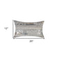 Set of Two 12" X 20" Gray and Silver Striped Cowhide Lumbar Throw Pillows with Glitter