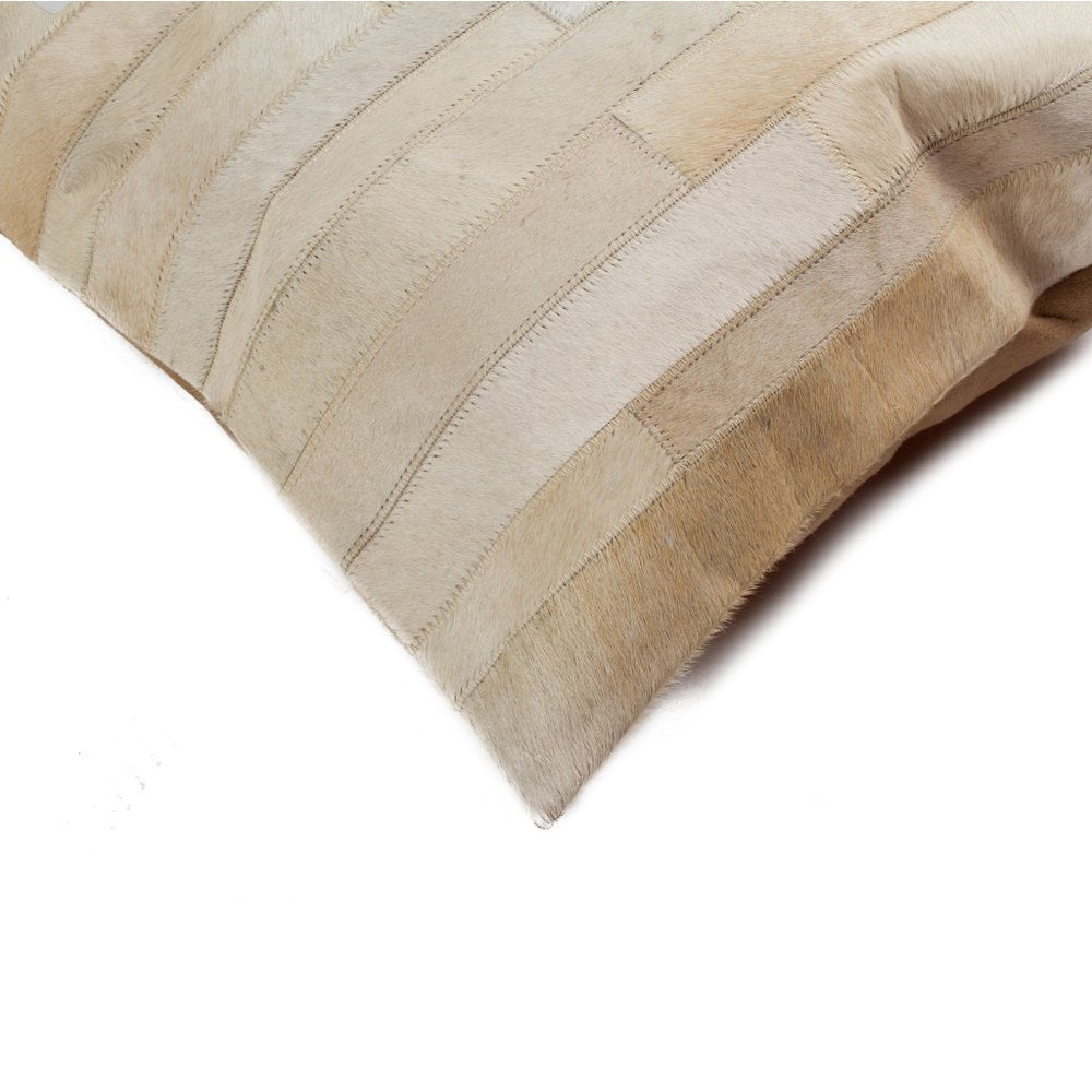 Set of Two 18" Natural Patchwork Cowhide Throw Pillows