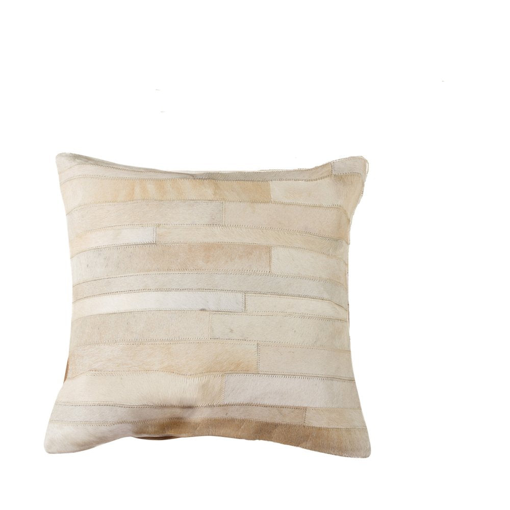 Set of Two 18" Natural Patchwork Cowhide Throw Pillows