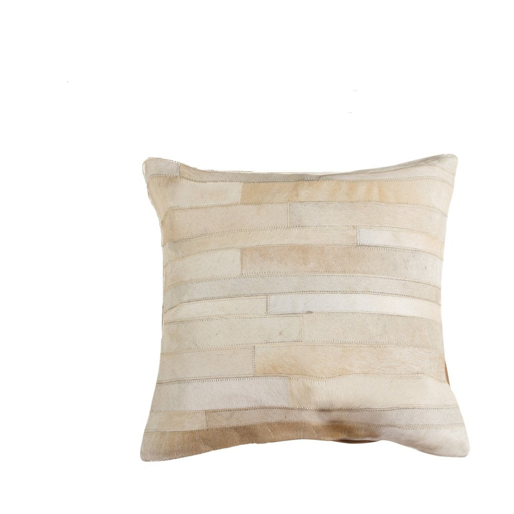 Set of Two 18" Natural Patchwork Cowhide Throw Pillows