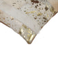 Set of Two 12" X 20" Natural and Gold Patchwork Cowhide Lumbar Throw Pillows with Glitter