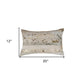 Set of Two 12" X 20" Natural and Gold Patchwork Cowhide Lumbar Throw Pillows with Glitter