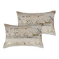 Set of Two 12" X 20" Natural and Gold Patchwork Cowhide Lumbar Throw Pillows with Glitter