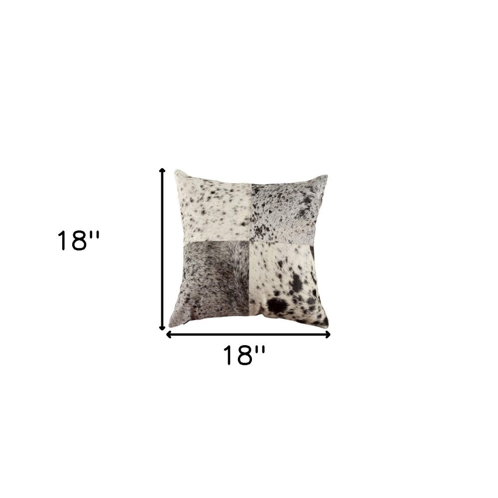 Set of Two 18" Black and White Cowhide Throw Pillows