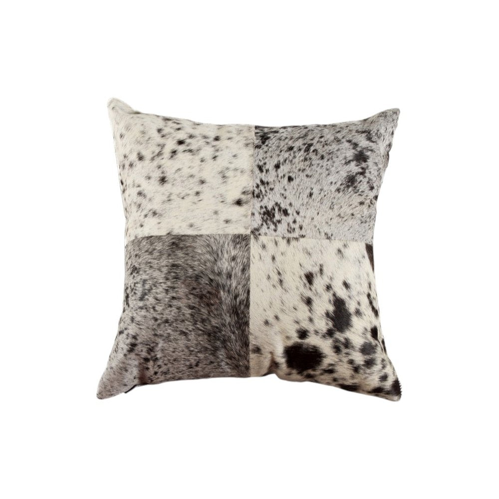 Set of Two 18" Black and White Cowhide Throw Pillows