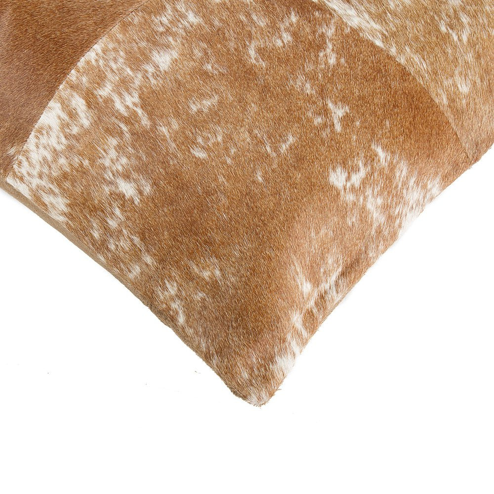 Set of Two 18" Brown and White Cowhide Cowhide Throw Pillows